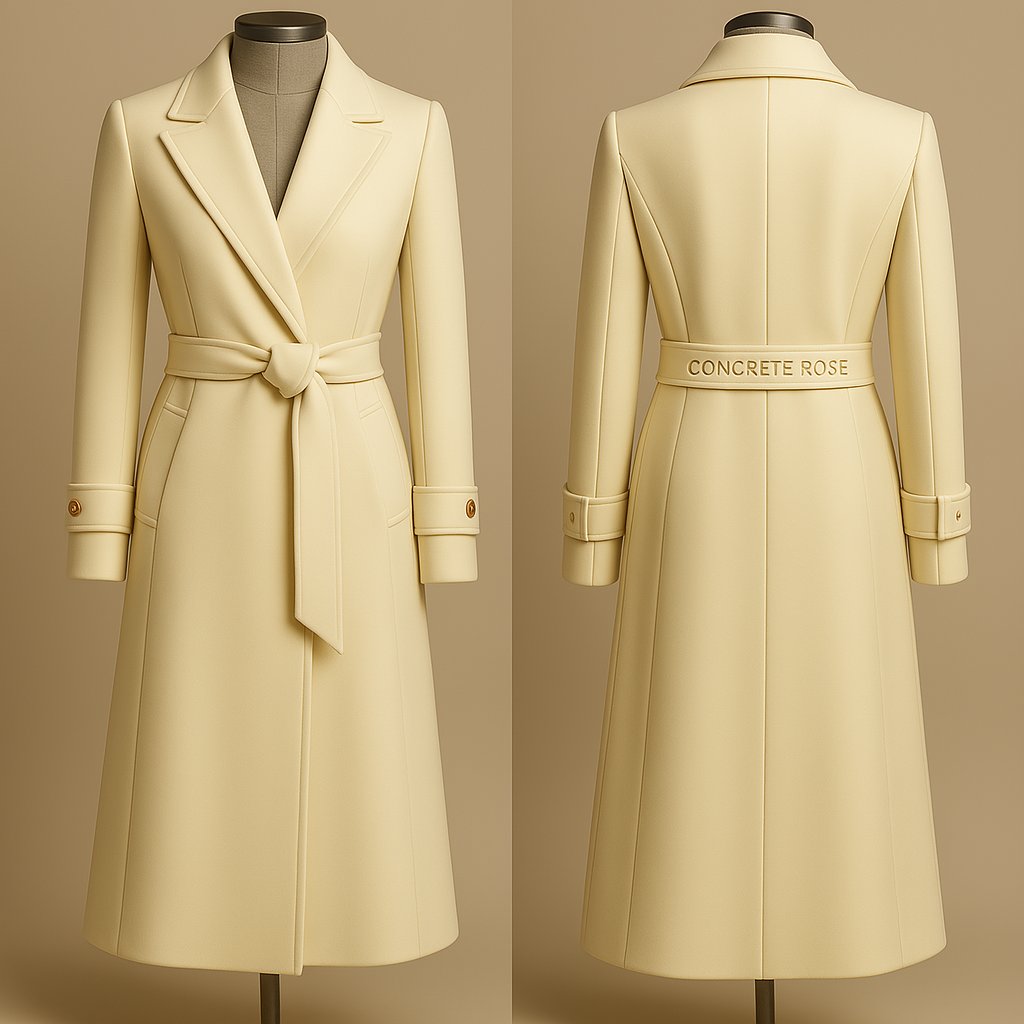 Cream Wool Belted Coat