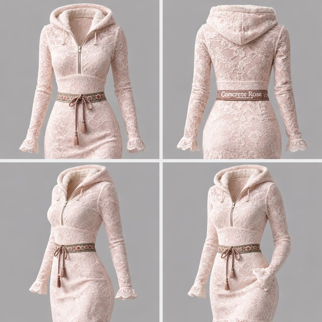 Petal Lace Hoodie Dress